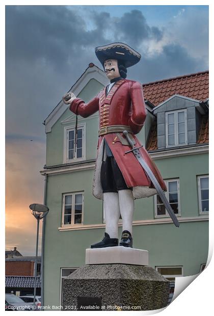 Kagmanden ancient traditional statue in the center of Toender sou Print by Frank Bach