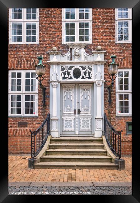 Traditional doors in the old Hanseatic town of Tonder in Souther Framed Print by Frank Bach