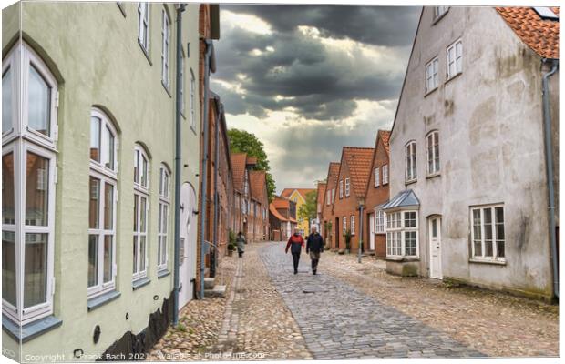 Streets and houses in old Hanseatic town Tonder in Denmark Canvas Print by Frank Bach