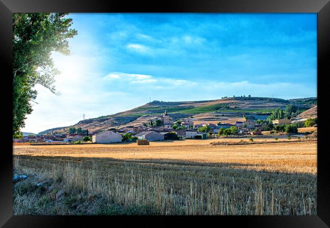 beautiful view of an agricultural village at sunset Framed Print by David Galindo