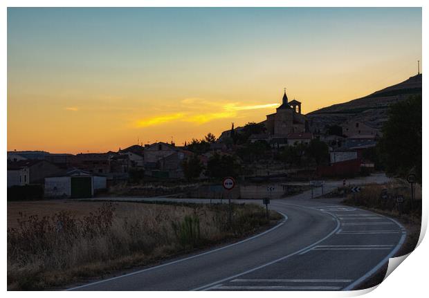 beautiful view of a farming town at sunset Print by David Galindo
