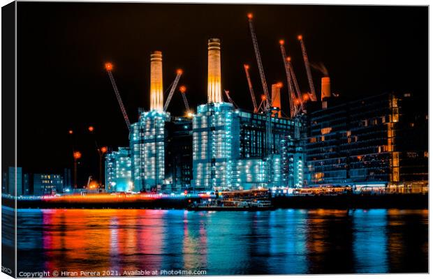 Battersea Power Station at Night, Under Construction  Canvas Print by Hiran Perera