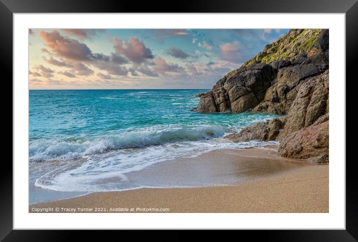Sunset Clouds at Porthcurno in Cornwall Framed Mounted Print by Tracey Turner