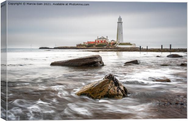 St Mary's Lighthouse Canvas Print by Marcia Reay