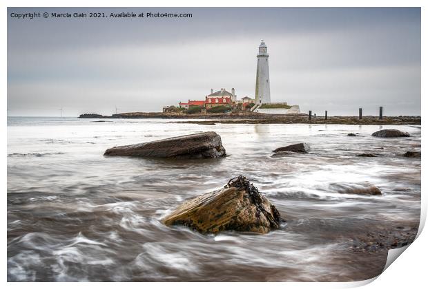 St Mary's Lighthouse Print by Marcia Reay