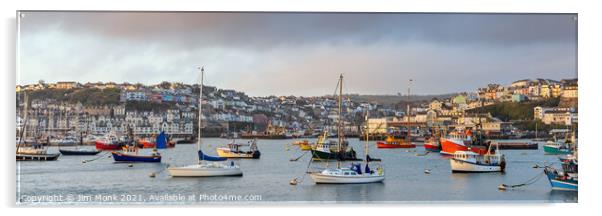 Brixham Harbour panorama, Devon Acrylic by Jim Monk