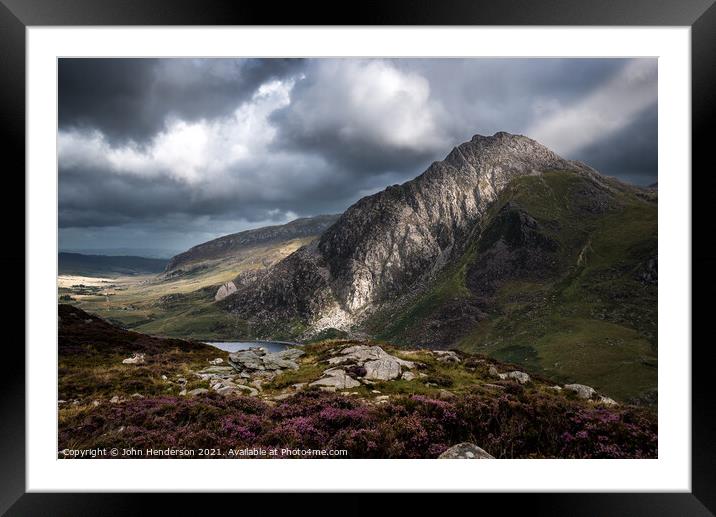 showers and Tryfan Framed Mounted Print by John Henderson