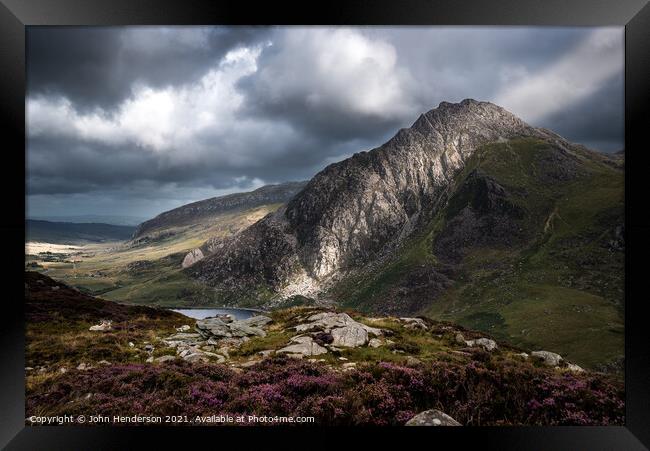 showers and Tryfan Framed Print by John Henderson