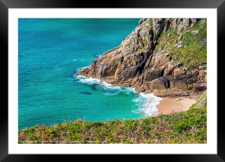 Porthcurno Coastline in Cornwall Framed Mounted Print by Tracey Turner