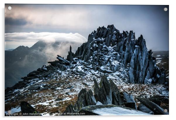 Glyder Fach Winter Acrylic by John Henderson