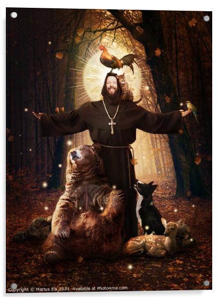 St. Francis of Assisi, patron saint of animals Acrylic by Marius Els