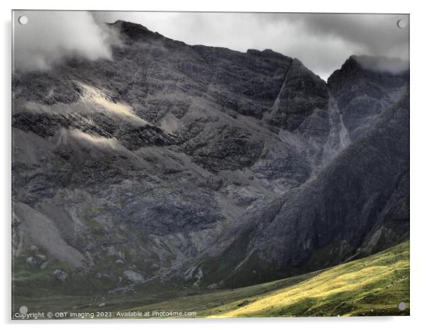 Black Cuillin Mountain Rock Isle Of Skye  Acrylic by OBT imaging