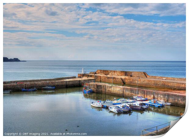 Cullen Harbour Morayshire Scotland Calm Skies  Print by OBT imaging