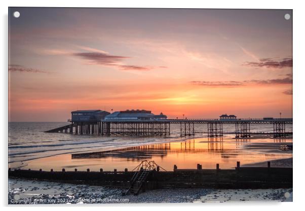 Sunrise Cromer Pier Norfolk Acrylic by Jim Key