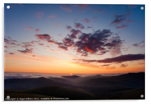 Mountain Sunrise - Lake District Acrylic by Nigel Wilkins
