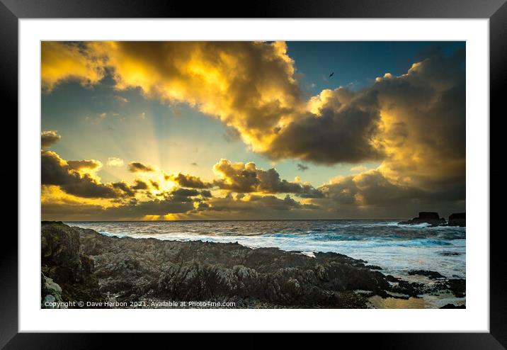 Fair Isle Sunrise Framed Mounted Print by Dave Harbon