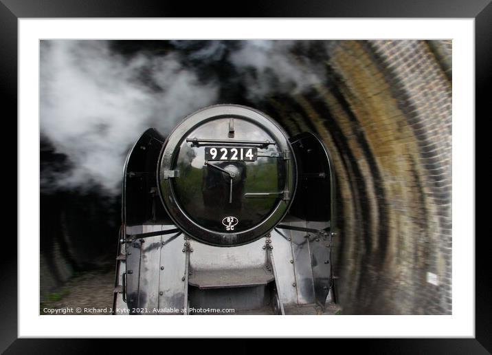BR Class 9F no. 92214 enters Greet Tunnel, Gloucestershire Warwickshire Railway Framed Mounted Print by Richard J. Kyte