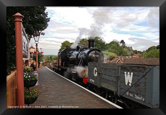 LMS Class 2MT no. 46521 at Bewdley, Severn Valley Railway Framed Print by Richard J. Kyte