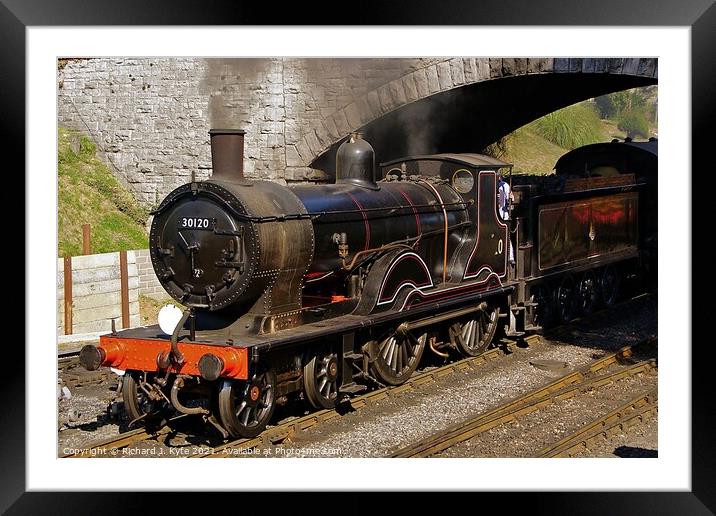SR T9 Class no. 30120 departs Swanage, Dorset Framed Mounted Print by Richard J. Kyte
