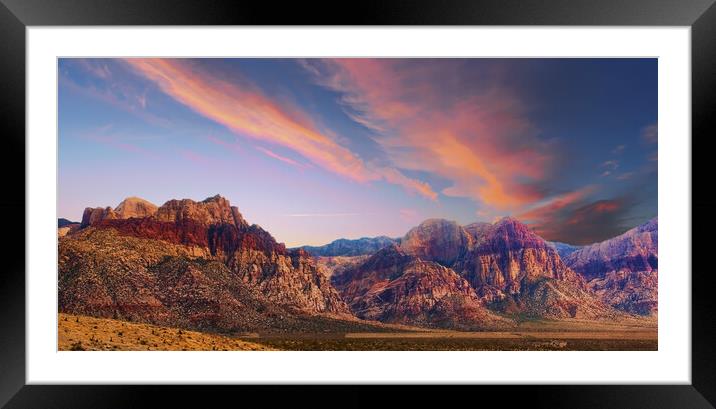 Bands of Colored Mountains in Red Rock Canyon Framed Mounted Print by Darryl Brooks