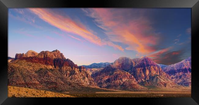 Bands of Colored Mountains in Red Rock Canyon Framed Print by Darryl Brooks