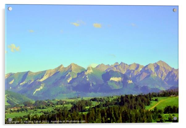 Tatra Mountains panorama Acrylic by Paulina Sator