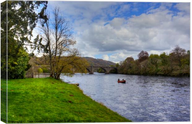 Fishing on the River Tay Canvas Print by Tom Gomez