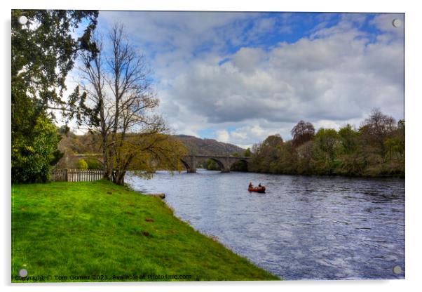 Fishing on the River Tay Acrylic by Tom Gomez