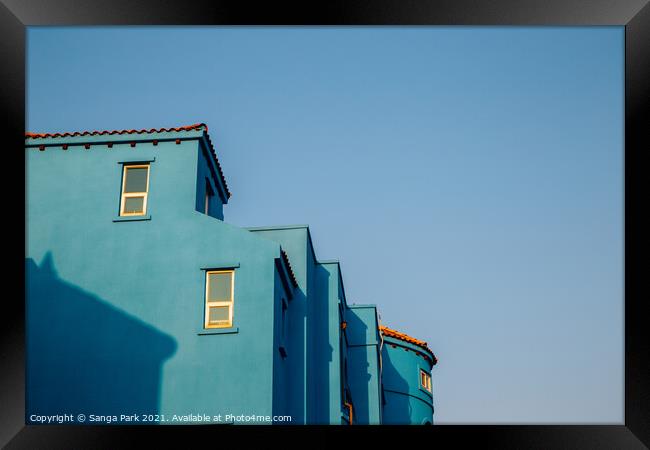 Blue house Framed Print by Sanga Park