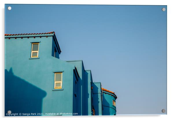 Blue house Acrylic by Sanga Park