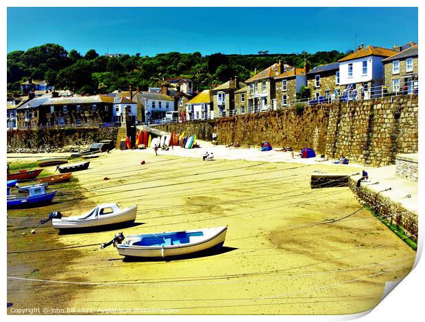 Mousehole in Cornwall. Print by john hill