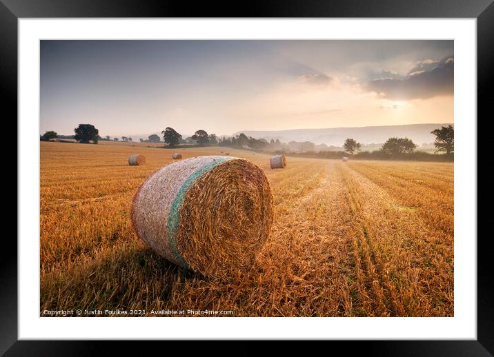 The East Devon countryside at dawn Framed Mounted Print by Justin Foulkes