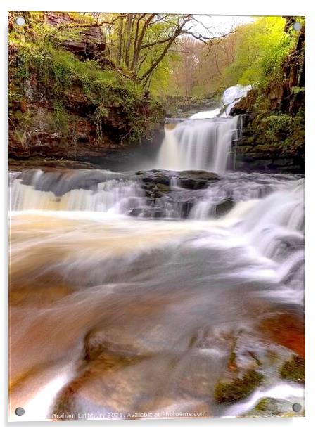 Afon Mellte waterfall, Brecon Beacons Acrylic by Graham Lathbury