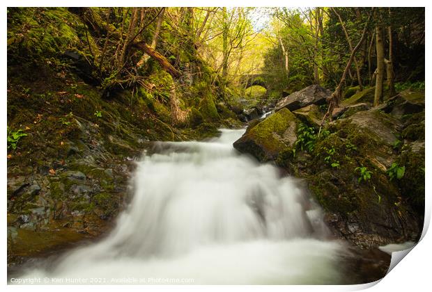 Waterfall at Mill Glen Print by Ken Hunter