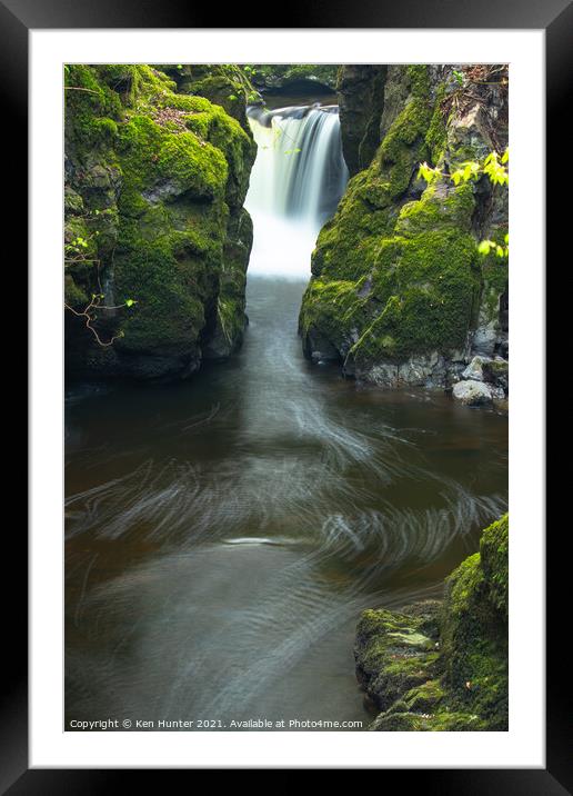 Rumbling Bridge Gorge Waterfall Framed Mounted Print by Ken Hunter