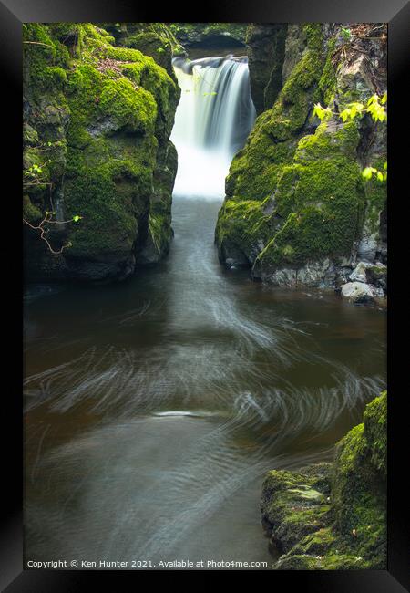 Rumbling Bridge Gorge Waterfall Framed Print by Ken Hunter