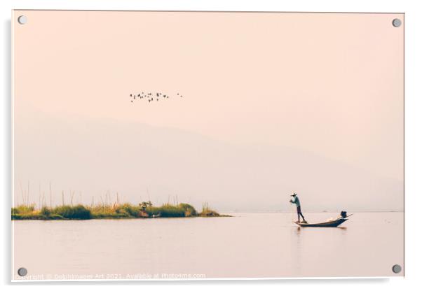 Myanmar. Intha fisherman on Inle lake, Burma Acrylic by Delphimages Art
