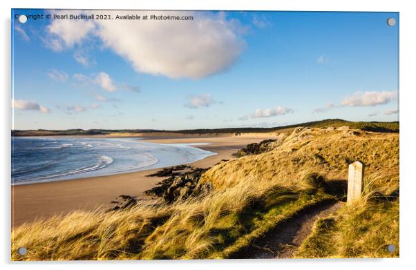 Malltraeth beach from Llanddwyn Anglesey Acrylic by Pearl Bucknall