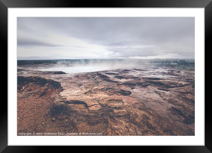 Pool Around The Great Geyser, Iceland Framed Mounted Print by Peter Greenway