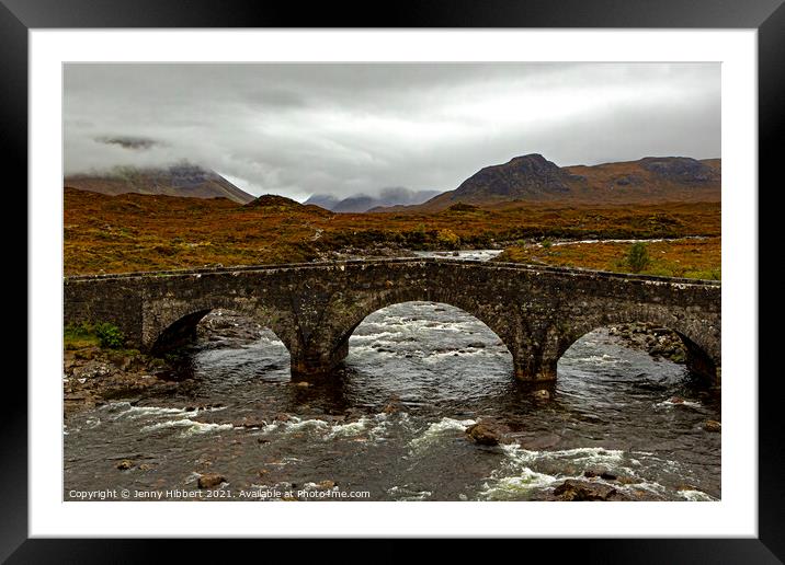 View of Sligachan bridge with the Cuillin mountains Framed Mounted Print by Jenny Hibbert