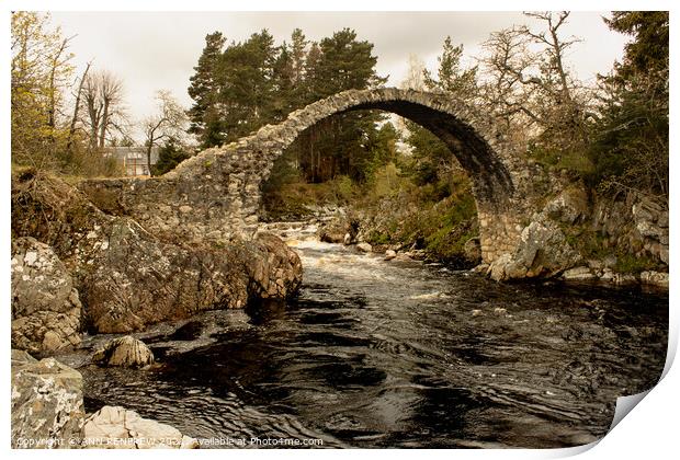 Old Packhorse Bridge in Carrbridge Scotland Print by ANN RENFREW