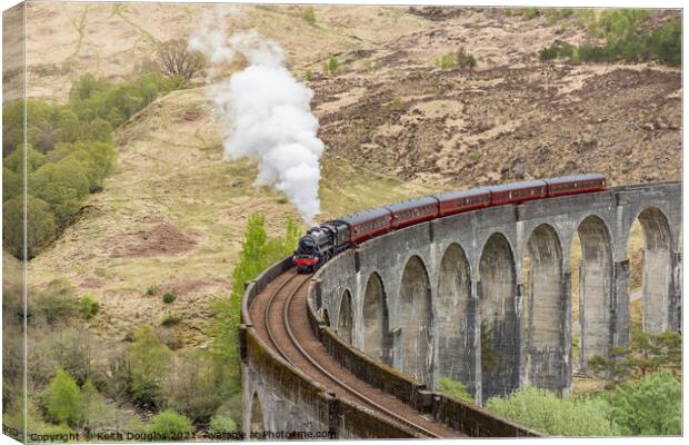 The Jacobite Steam Train on the Glenfinnan Viaduct Canvas Print by Keith Douglas