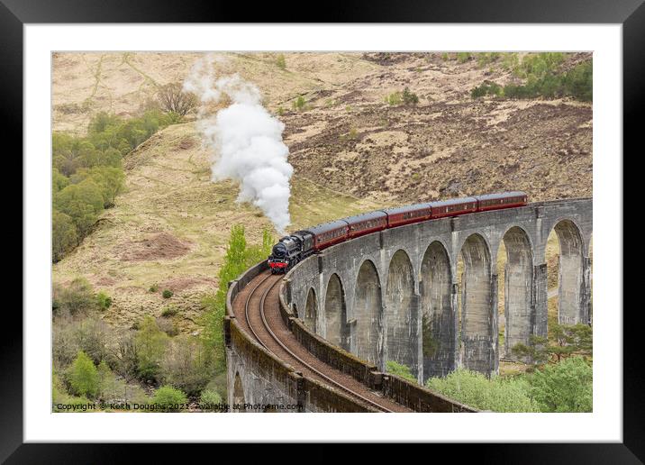 The Jacobite Steam Train on the Glenfinnan Viaduct Framed Mounted Print by Keith Douglas