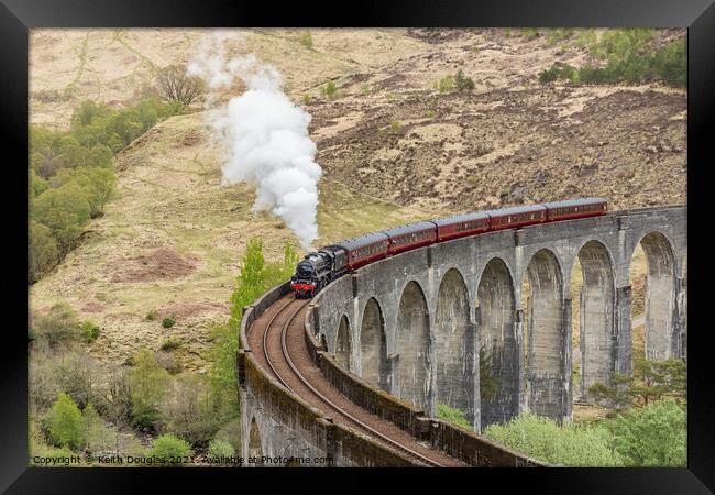 The Jacobite Steam Train on the Glenfinnan Viaduct Framed Print by Keith Douglas