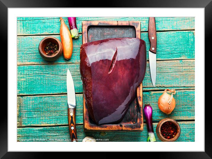 Raw beef liver Framed Mounted Print by Mykola Lunov Mykola