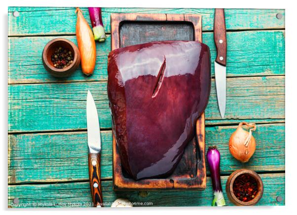 Raw beef liver Acrylic by Mykola Lunov Mykola