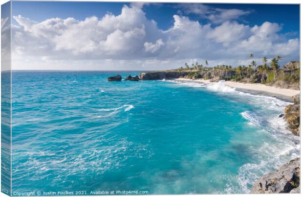 Harrismith Beach, Barbados Canvas Print by Justin Foulkes