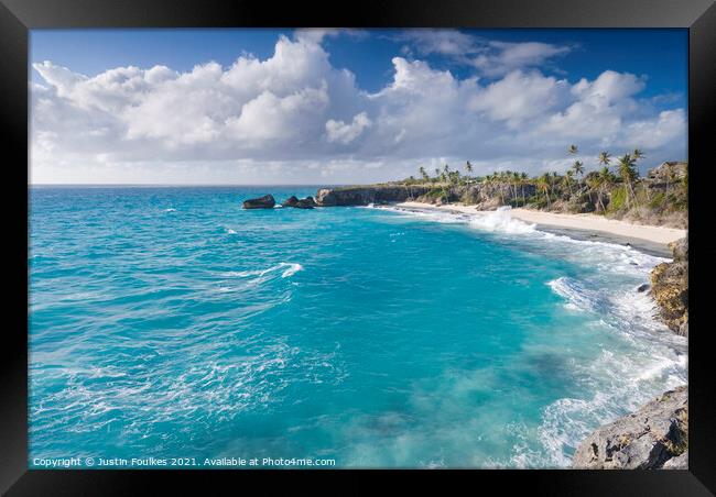Harrismith Beach, Barbados Framed Print by Justin Foulkes