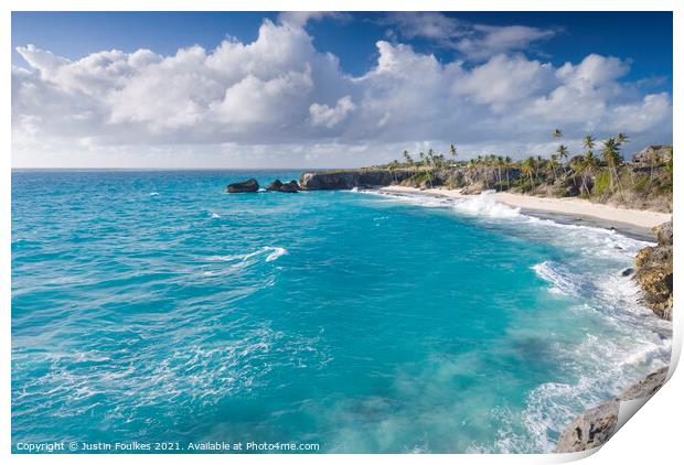 Harrismith Beach, Barbados Print by Justin Foulkes