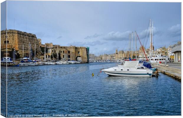 Valletta Grand Harbour Malta Canvas Print by Diana Mower